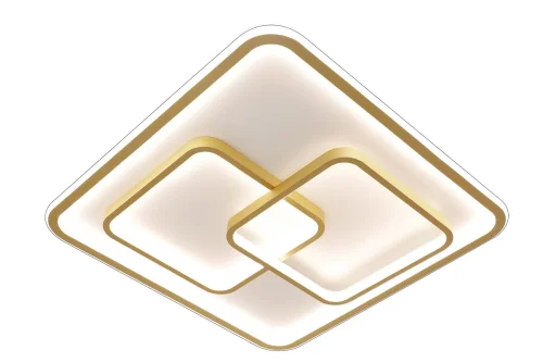 Люстра потолочная с пультом LED LAMPS 81313 Natali Kovaltseva белая золотая на 1 лампу, основание белое золотое в стиле хай-тек с пультом квадраты фото 2